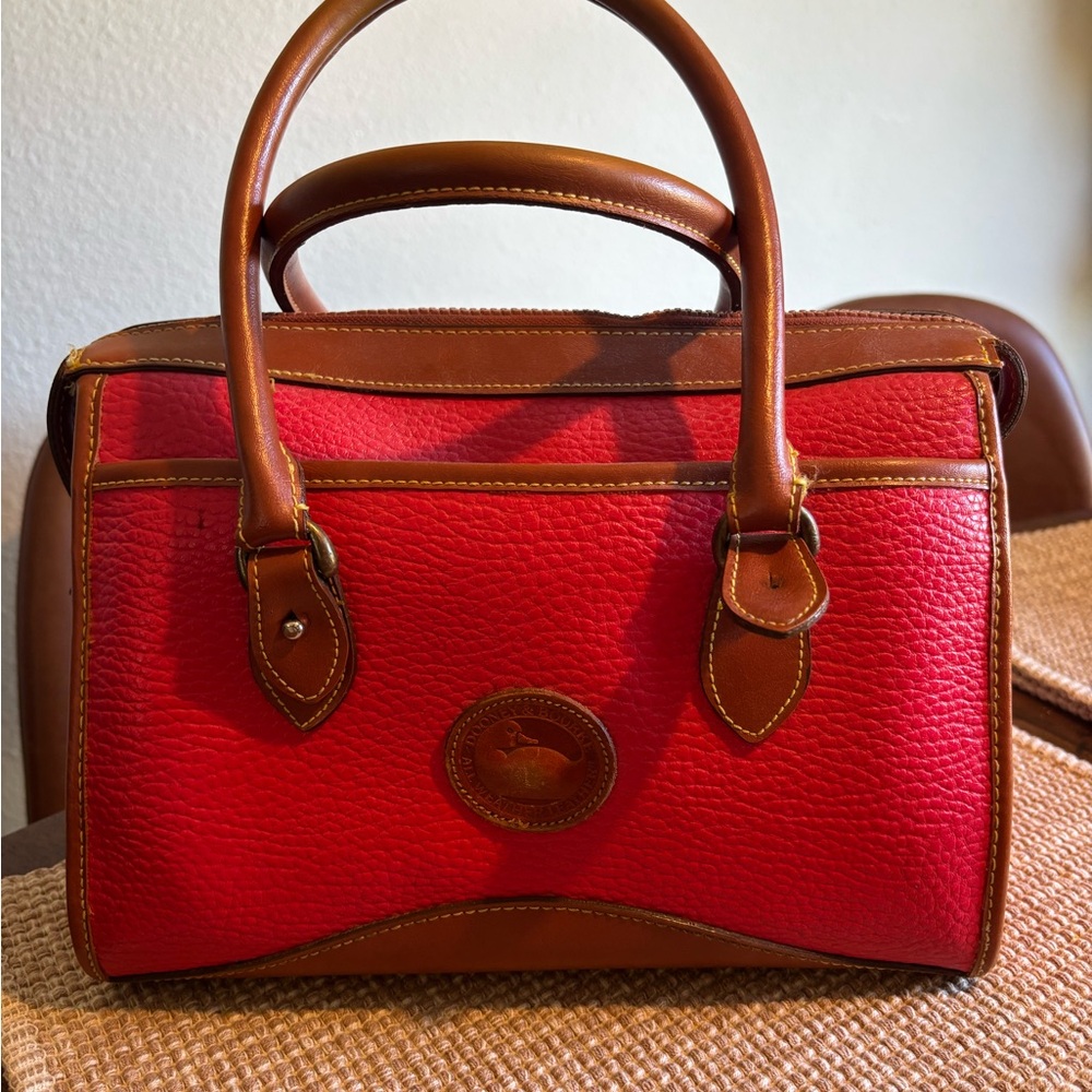 Vintage Dooney & Bourke Red and Brown Handbag